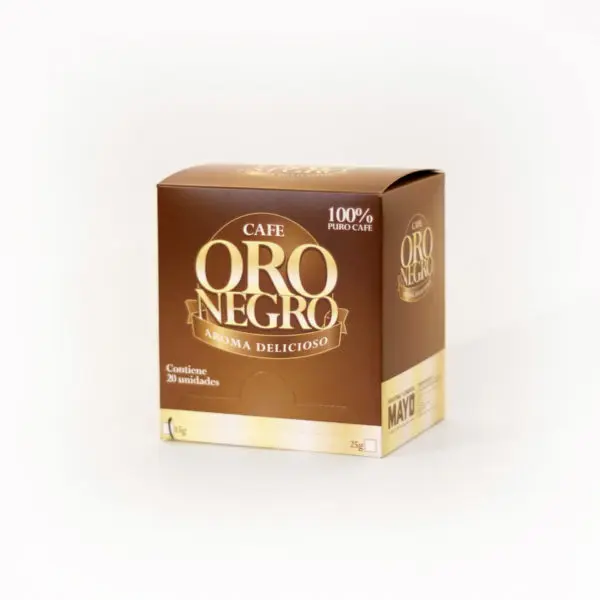 Café Oro Negro Torrado Con Azucar Blanco Molido 15 gr. Caja (20 Unidades)