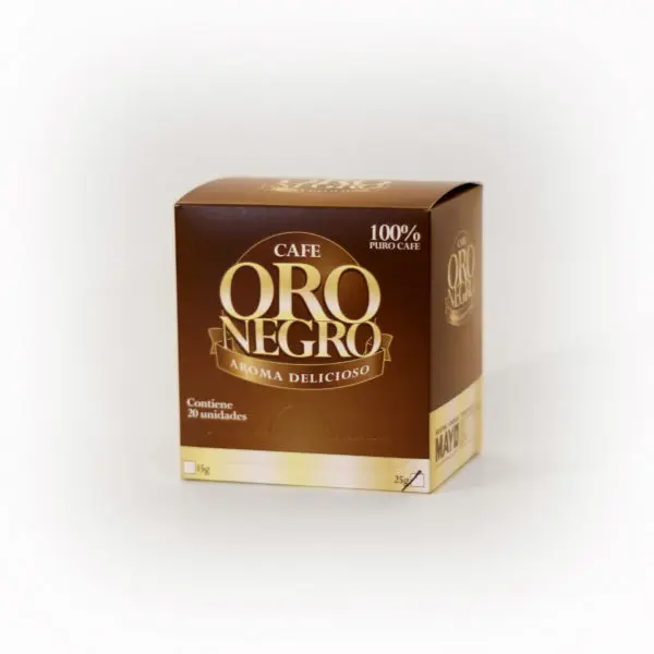 Café Oro Negro Torrado Con Azucar Blanco Molido 25 gr. Caja (20 Unidades)