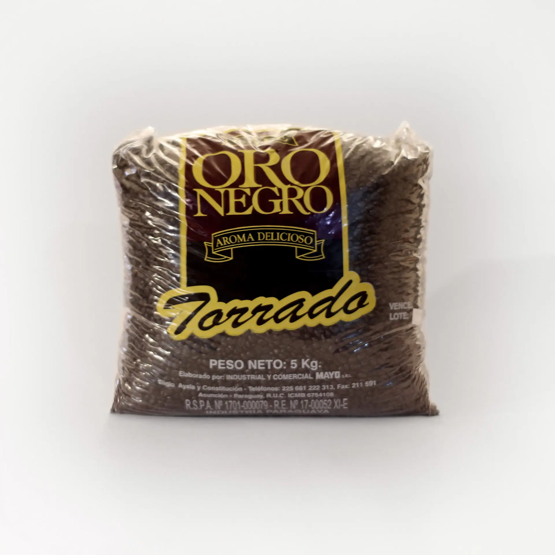 Café Oro Negro Torrado con Azúcar Molido o en Granos 5kg.